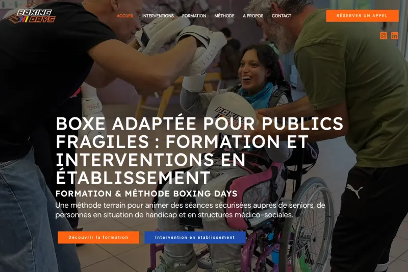 Capture d'écran du site Boxing Days