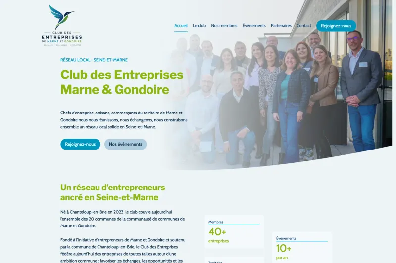 Capture d'écran du site du Club des Entreprises de Marne et Gondoire